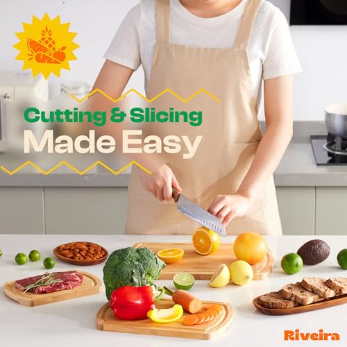 Riveira Two Tone Bamboo Wood Cutting Board – Versatile And Durable: Set Of 3 Pcs Rectangular Wooden Cutting Board – Natural Wooden Cutting Boards For Kitchen – Complete Bamboo Wooden Chopping Board - Image 3
