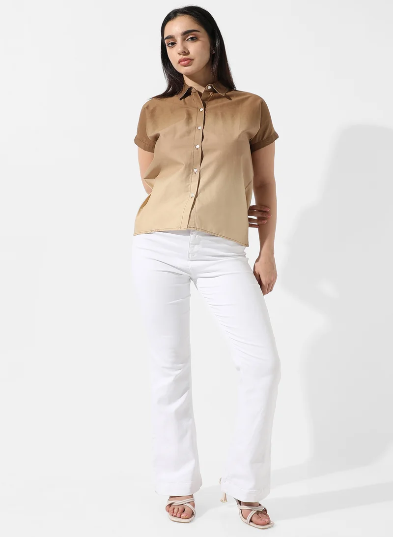 Campus Sutra Women's Brown Ombre Shirt