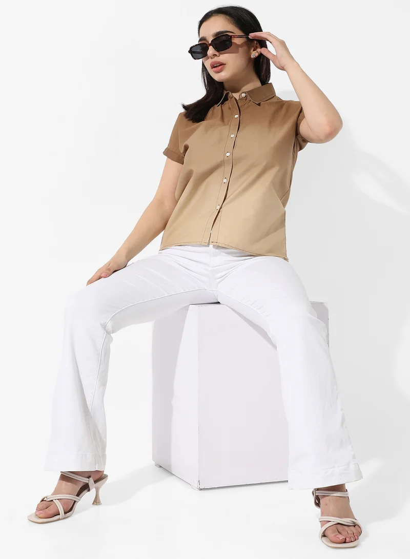 Campus Sutra Women's Brown Ombre Shirt