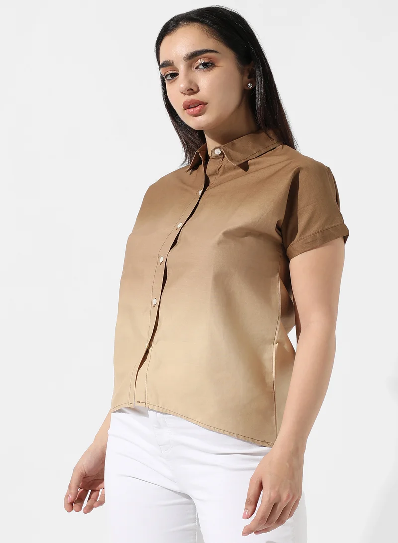 Campus Sutra Women's Brown Ombre Shirt