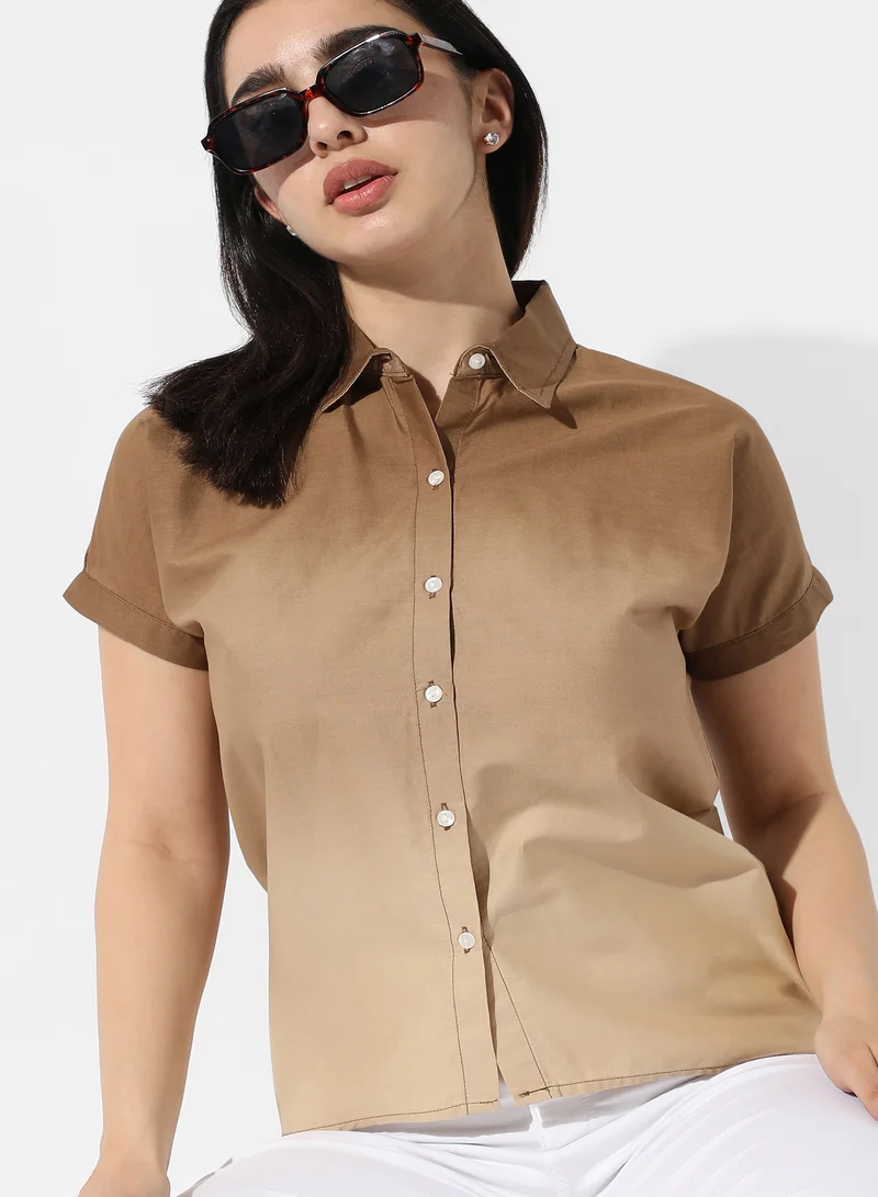Campus Sutra Women's Brown Ombre Shirt