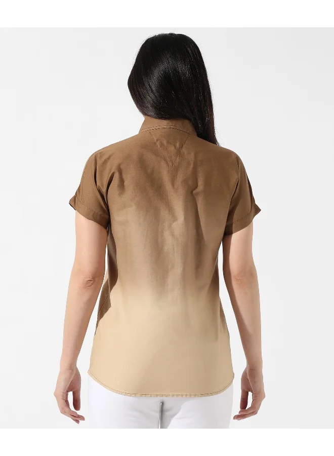 Campus Sutra Women's Brown Ombre Shirt