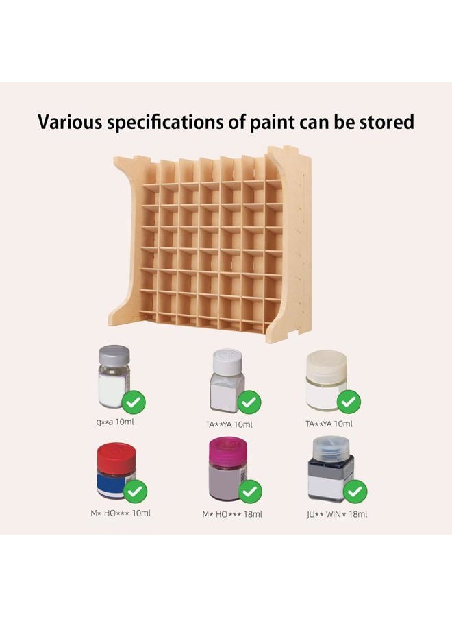 Bucasso Paint Rack Organizer with 49 Holes Suitable for 10ml TAMIYA/10ml MR HOBBY/18ml MR HOBBY, Model Tool Storage with MDF Material, Craft Paint Holder Rack GK13 - Image 2