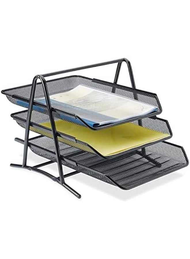 3-tier metal desk organizer, black - Image 2