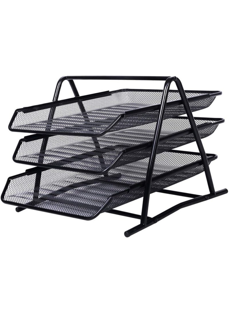 3-tier metal desk organizer, black - Image 1