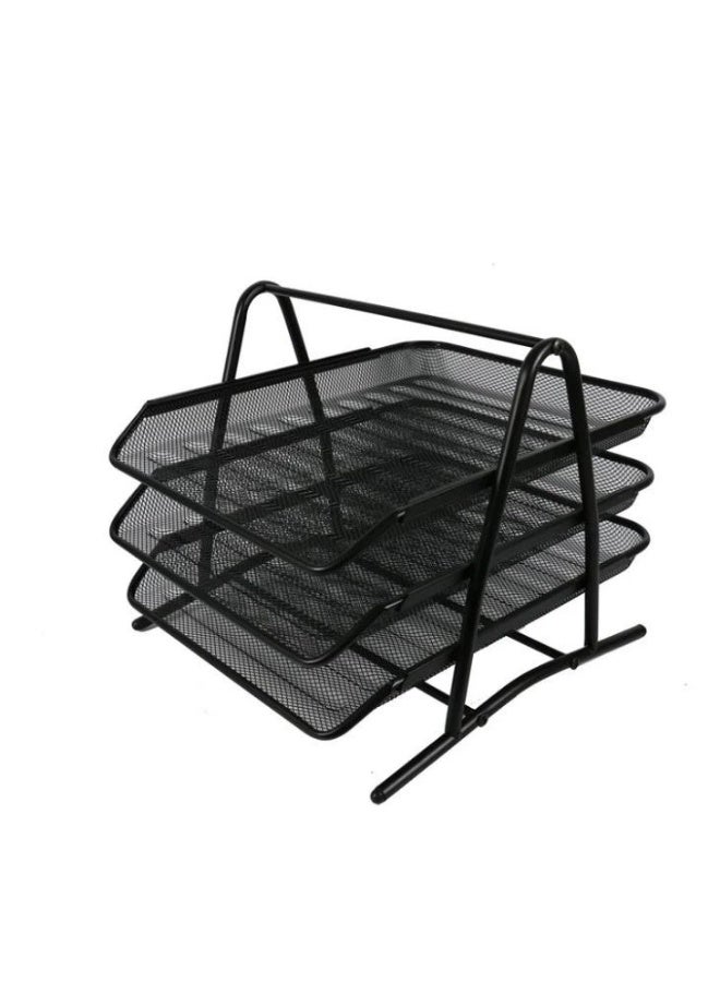 3-tier metal desk organizer, black - Image 3