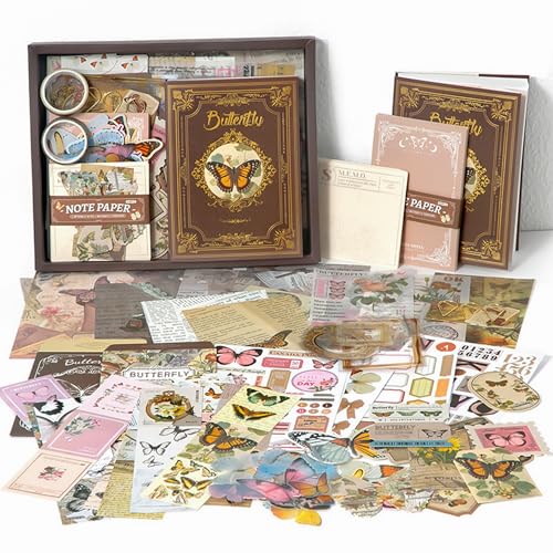 The AutoStory Rustic Scrapbooking Album A6 Junk Journal Classic Aesthetic Stickers Mixed Collage Paper Washi Tape DIY Craft Art Diary Supplies Bundle Gift Teens Girls (Nature Whisper, Brown) - Image 1