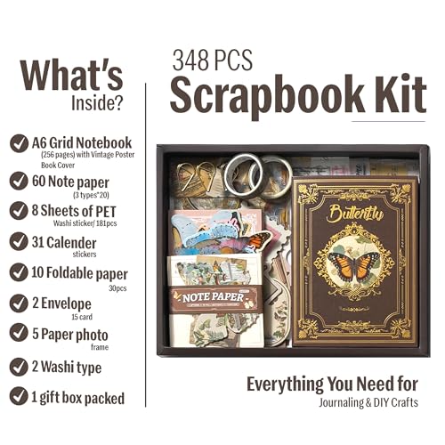 The AutoStory Rustic Scrapbooking Album A6 Junk Journal Classic Aesthetic Stickers Mixed Collage Paper Washi Tape DIY Craft Art Diary Supplies Bundle Gift Teens Girls (Nature Whisper, Brown) - Image 4