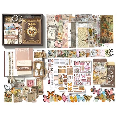 The AutoStory Rustic Scrapbooking Album A6 Junk Journal Classic Aesthetic Stickers Mixed Collage Paper Washi Tape DIY Craft Art Diary Supplies Bundle Gift Teens Girls (Nature Whisper, Brown) - Image 2