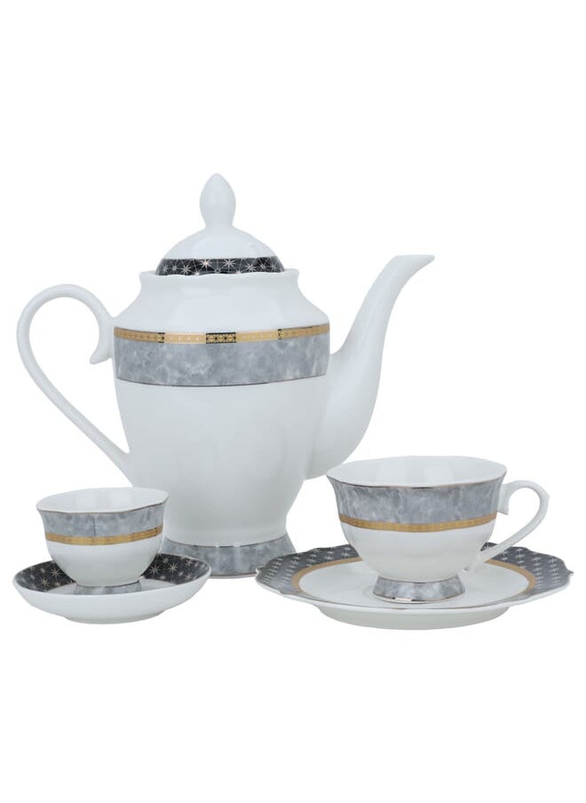 Alsaif Gallery White Round Porcelain Dining Set with Gold Line 65 Pieces  - Image 2