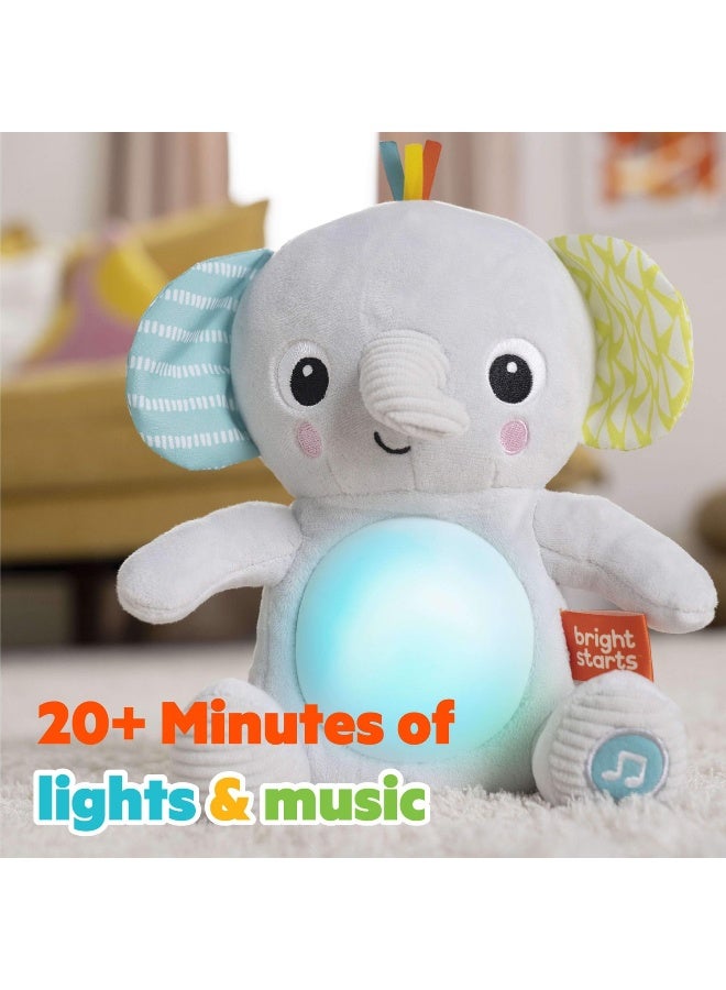 Bright Starts Hug-a-Bye Baby Elephant Musical Light Up Plush Toy (23.1 x 9.9 x 22.1 cm, Grey) - Image 3
