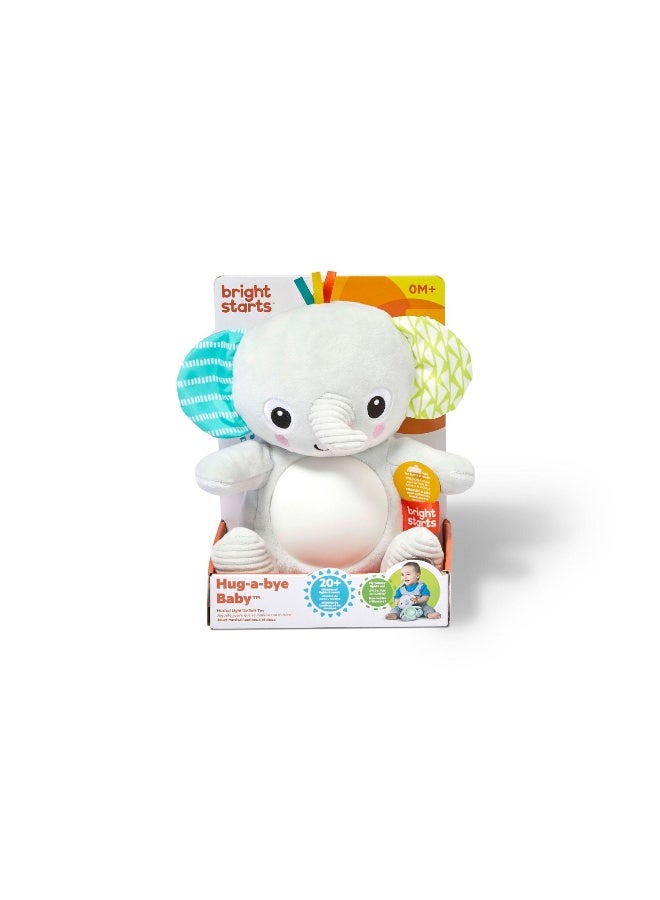 Bright Starts Hug-a-Bye Baby Elephant Musical Light Up Plush Toy (23.1 x 9.9 x 22.1 cm, Grey) - Image 1