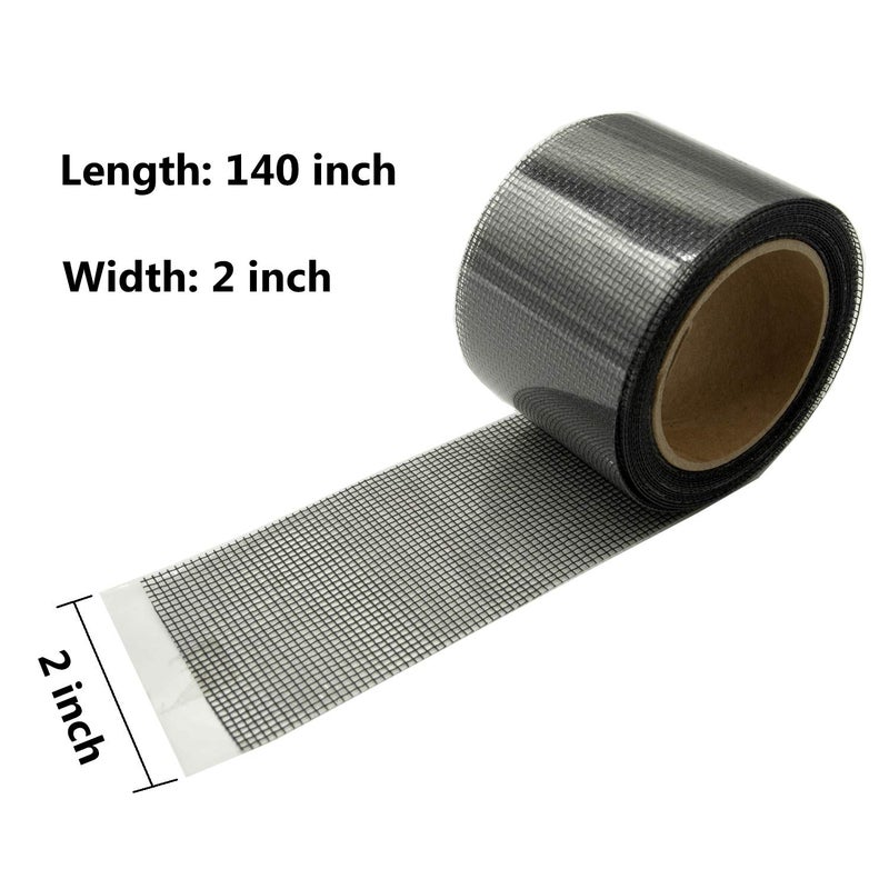 KTOJOY 2"x140" Screen Repair Kit, Door Window Screen Repair Tape Fiberglass Covering Mesh, 3-Layer Strong Adhesive and Waterproof Repair Holes Tears, Black(2" x 11.7FT) - Image 4