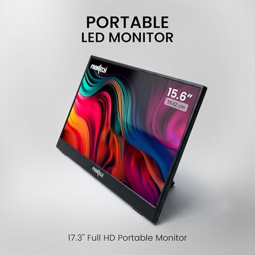 FRONTECH 15.6″ Portable LED Monitor, Full HD IPS Display, 10000mAh Rechargeable Battery, Dual Type-C & Mini HDMI, Built-in Speakers, 180° Stand, Works with Laptop/PS5/Switch/Phone (MON-0023P) - Image 2