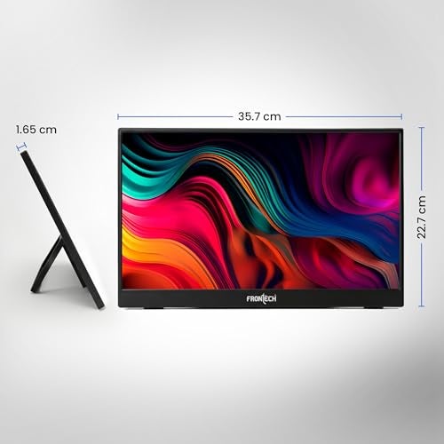 FRONTECH 15.6″ Portable LED Monitor, Full HD IPS Display, 10000mAh Rechargeable Battery, Dual Type-C & Mini HDMI, Built-in Speakers, 180° Stand, Works with Laptop/PS5/Switch/Phone (MON-0023P) - Image 5