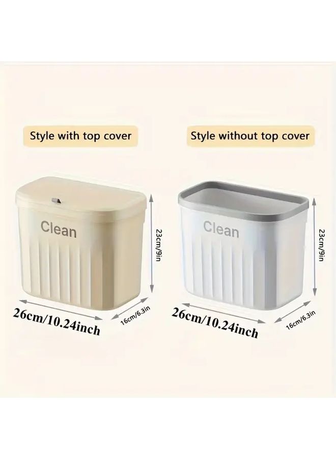 Apricot Ribbed Hanging Trash Can For Kitchen Bathroom Cabinet Door Mount Adhesive Backing - Image 3