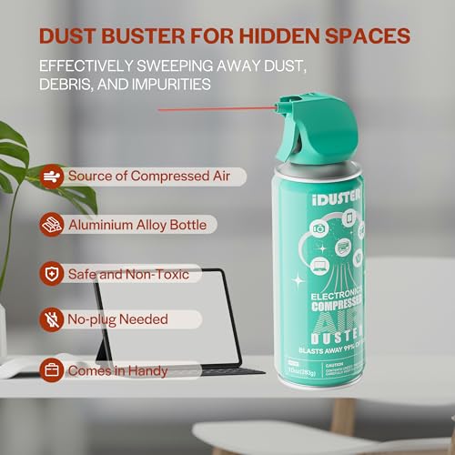 iDuster Keyboard Cleaner Air Spray - Canned Air for PS5, Computer, PC, Keyboard, Electronics, 3PCS(10oz) - Image 3