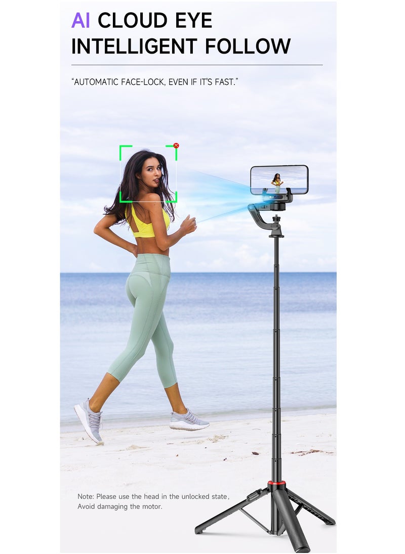 Generic AI Face Tracking Gimbal Stablizer Extra-long Multifunctional Stable Tripod Selfie Stick 1.338M  - Image 3