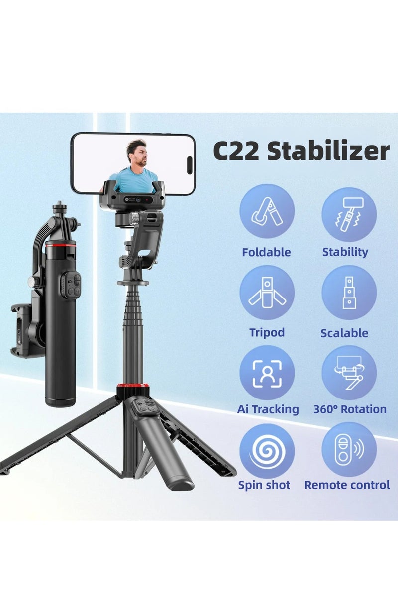 AI Face Tracking Gimbal Stablizer Extra-long Multifunctional Stable Tripod Selfie Stick 1.338M  - Image 2