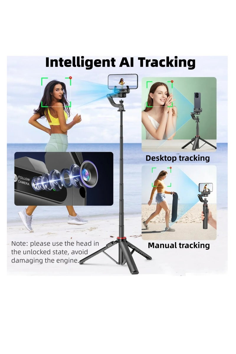 AI Face Tracking Gimbal Stablizer Extra-long Multifunctional Stable Tripod Selfie Stick 1.338M  - Image 4