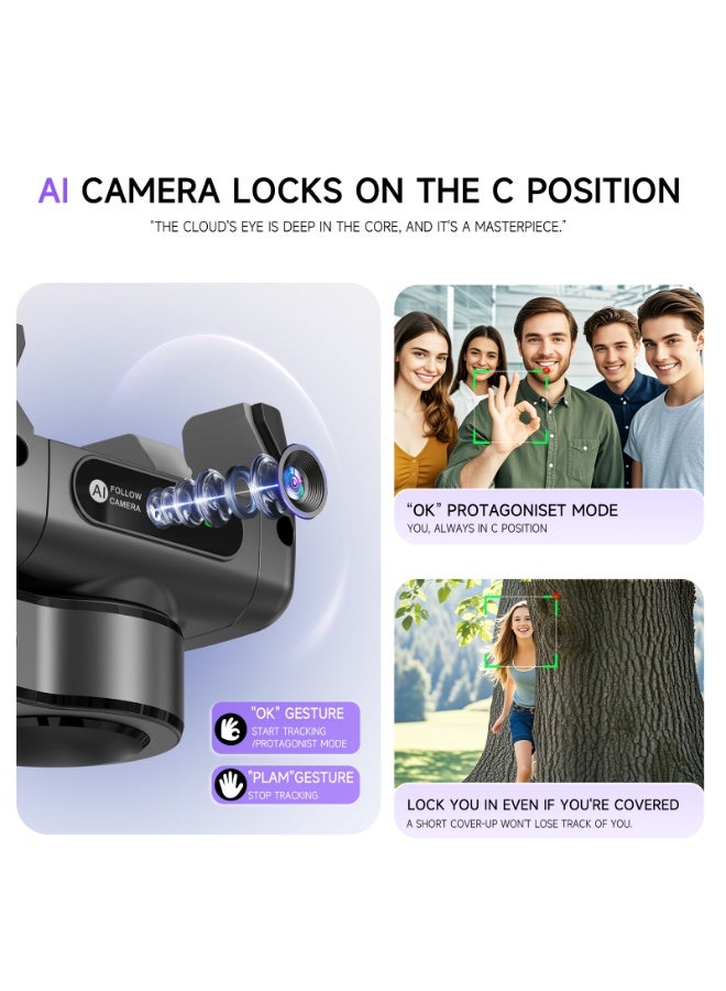 AI Face Tracking Gimbal Stablizer Extra-long Multifunctional Stable Tripod Selfie Stick 1.338M - Image 3