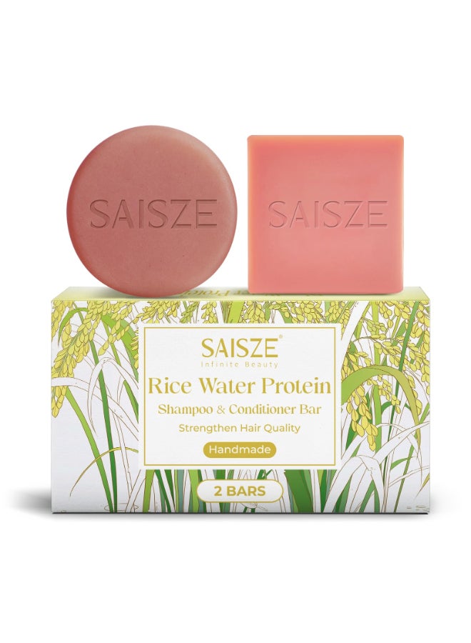 SAISZE Rice Water Shampoo Bar and Conditioner Set for Hair Soft and Strengthening 2 Bars - Image 2