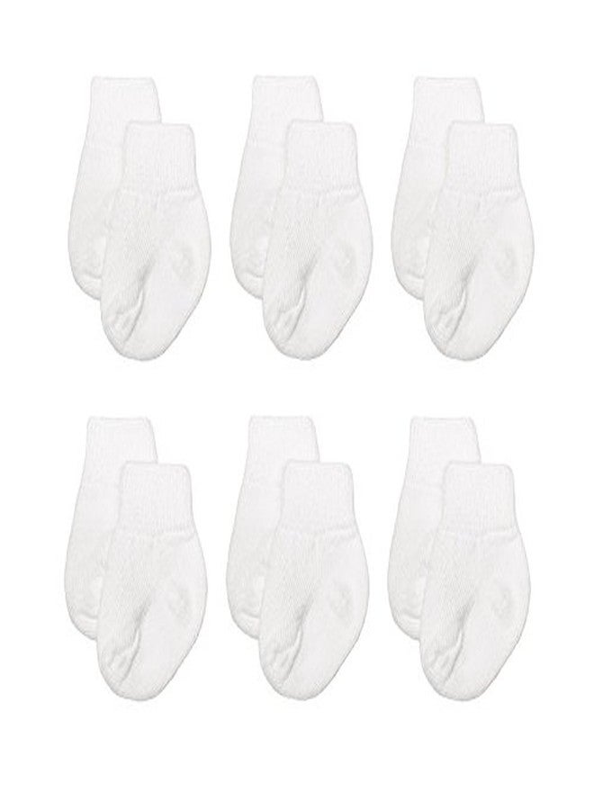 Nurses Choice Newborn Baby Simple Socks - Soft Cotton Stay‑On Infant Socks - Hospital Trusted Newborn Essentials - Gentle, Breathable Fit for Boys & Girls 0-3 Months (White, 6‑Pair Pack) - Image 1