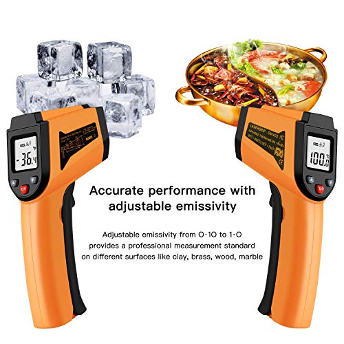 PWWDADA Longhuateng ChengBangDa Laser Infrared Thermometer Non-Contact Digital Temperature Gun-50°C to 400°C(-58°F to 752°F) IR Thermometer for Industrial, Kitchen Cooking, Ovens (Orange) Plastic - Image 5