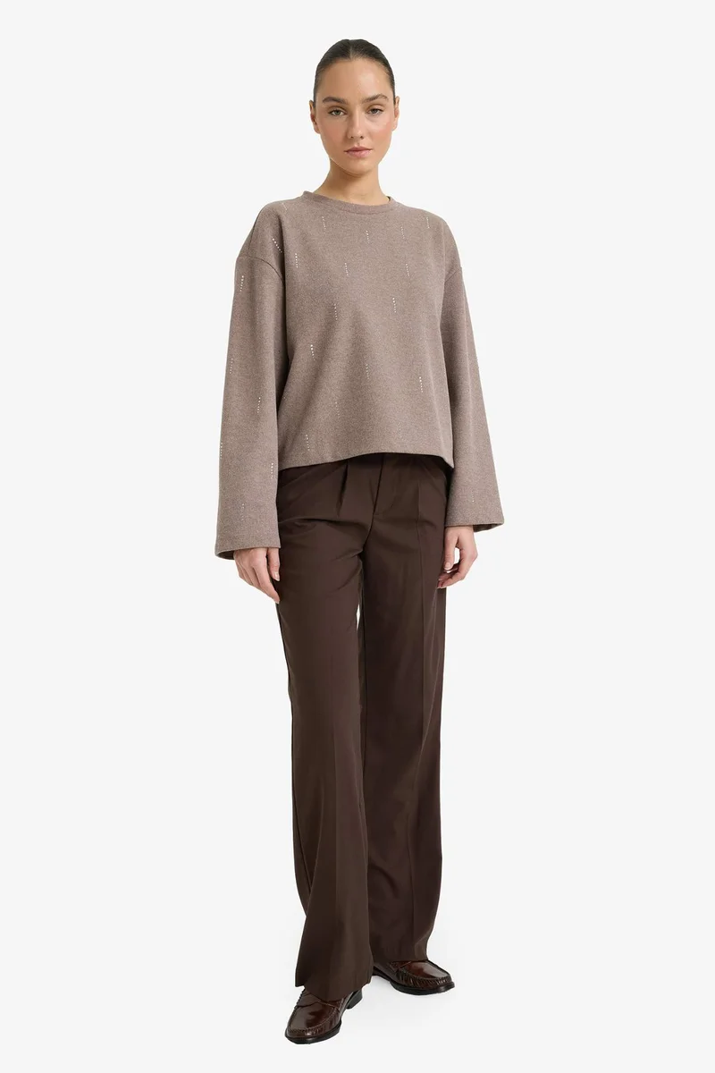 ديفاكتو Relax Fit Crew Neck Long Sleeve T-Shirt