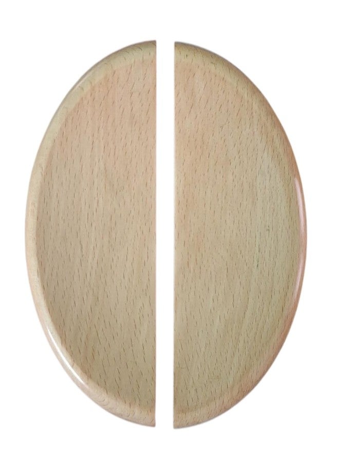 CURIOFACT Beechwood Door Handles, Round Deisgn, Wardrobe Handles, Pair of 2 Half Round Handles (Beechwood Luna Design, 6 Inch Dia) - Image 1