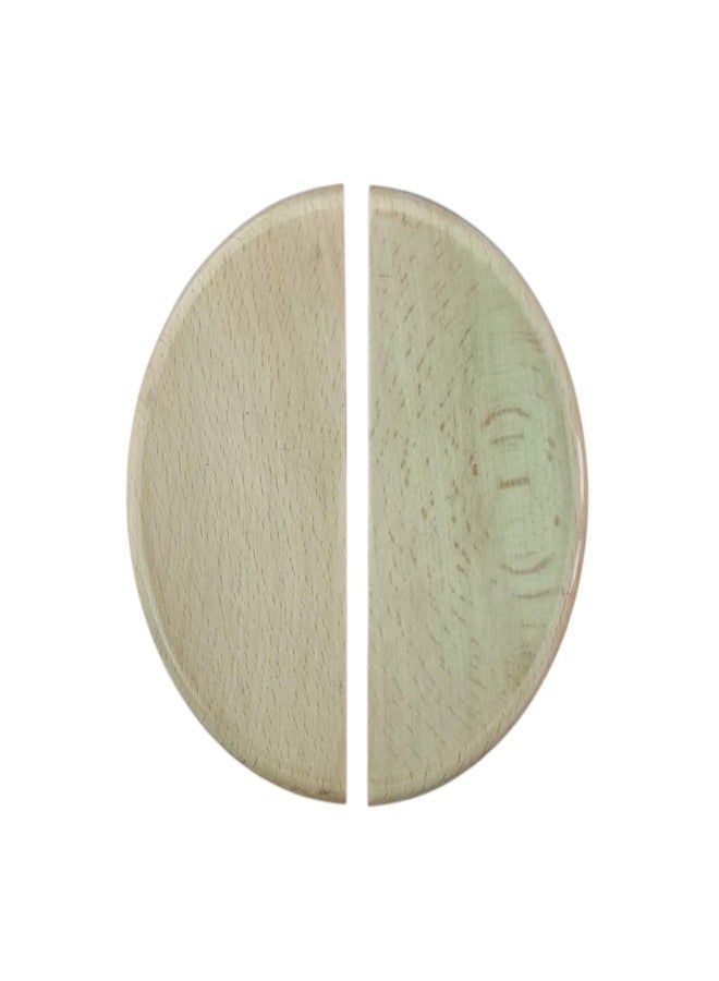 CURIOFACT Beechwood Door Handles, Round Deisgn, Wardrobe Handles, Pair of 2 Half Round Handles (Beechwood Luna Design, 6 Inch Dia) - Image 2