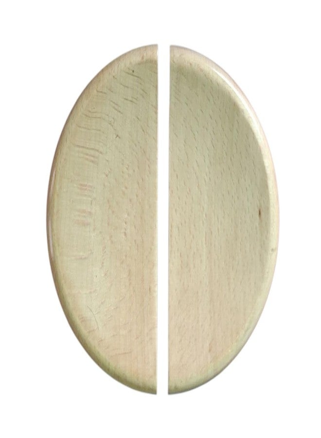 CURIOFACT Beechwood Door Handles, Round Deisgn, Wardrobe Handles, Pair of 2 Half Round Handles (Beechwood Luna Design, 6 Inch Dia) - Image 3