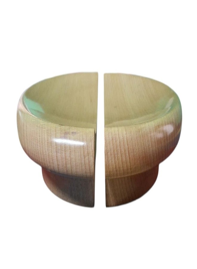 CURIOFACT Beechwood Door Handles, Round Deisgn, Wardrobe Handles, Pair of 2 Half Round Handles (Beechwood Luna Design, 6 Inch Dia) - Image 5