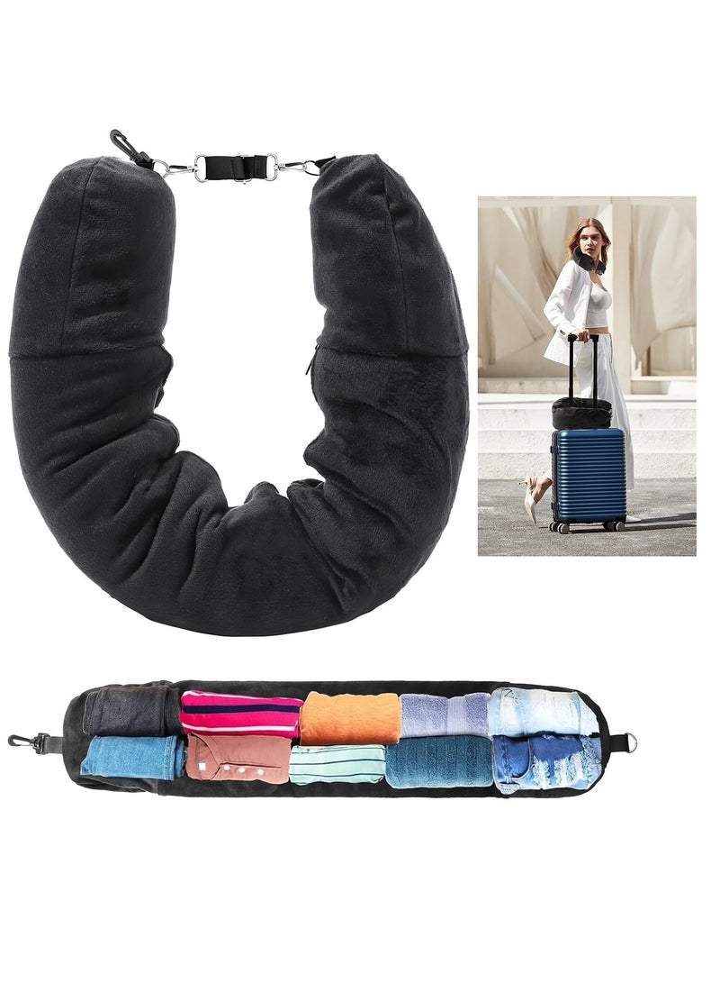 Stuffable Travel Pillow Soft Plush Neck Pillow with Clothes Adjustable Travel Neck Pillow for Extra Luggage Fits 3 Days' Essentials for Car, Plane or Train No Filler - Image 1