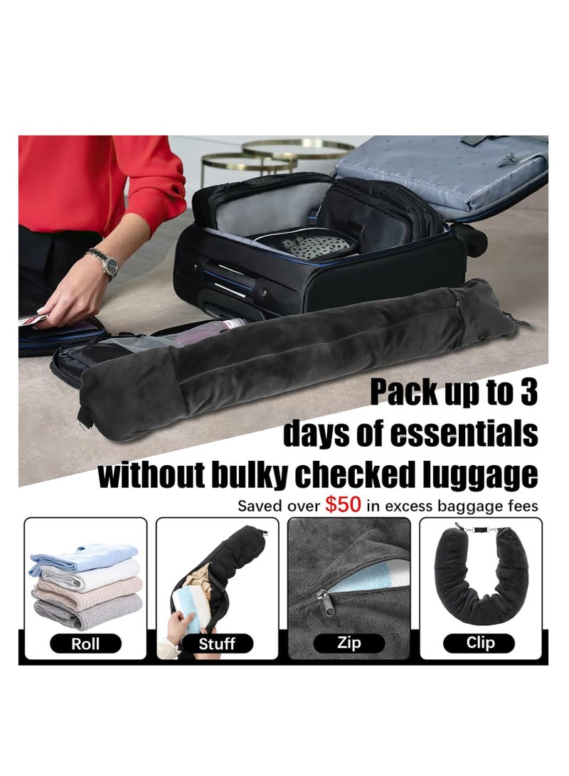 Stuffable Travel Pillow Soft Plush Neck Pillow with Clothes Adjustable Travel Neck Pillow for Extra Luggage Fits 3 Days' Essentials for Car, Plane or Train No Filler - Image 5