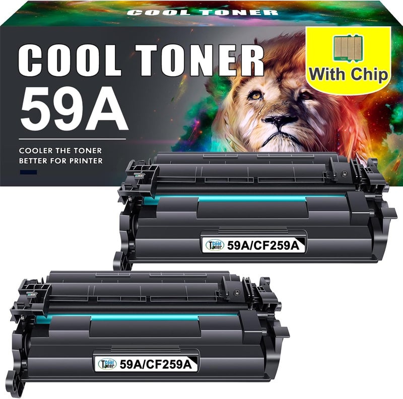 كول تونر خرطوشة حبر 59A CF259A مع شريحة متوافقة مع HP 59A 59X Laserjet Pro M404dn M404dw MFP M428dw M428fdw M404n M428fdn M304n M304dn M404 M428 M304 M406 M430 CF259X 259A عبوة 2 أسود - Image 1