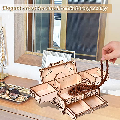 Varbertos 3D Wooden Puzzle Mechanical Treasure Box Wood Creative Assembly Model Building Kits to Build for Adults and Teens DIY Wooden Puzzle Hobbies Projects Gift for Women and Kids - Image 5