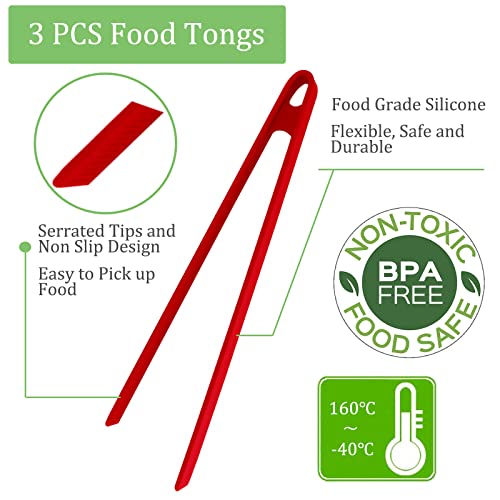 Sunenlyst 3PCS Silicone Toast Tongs, Trivet Tongs for Cooking, 11.8Inch Silicone Kitchen Tong with Anti-slip Design, Long BBQ Grilling Tong for Toaster, Pan Fried Steak, Barbecue and Salad by Sunenlyst - Image 2