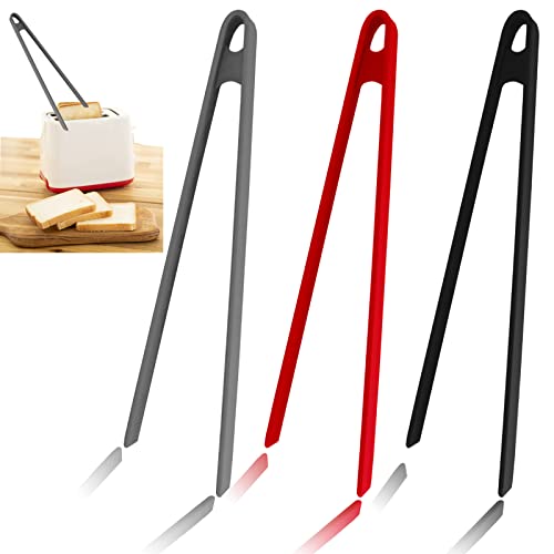 Sunenlyst 3PCS Silicone Toast Tongs, Trivet Tongs for Cooking, 11.8Inch Silicone Kitchen Tong with Anti-slip Design, Long BBQ Grilling Tong for Toaster, Pan Fried Steak, Barbecue and Salad by Sunenlyst - Image 1