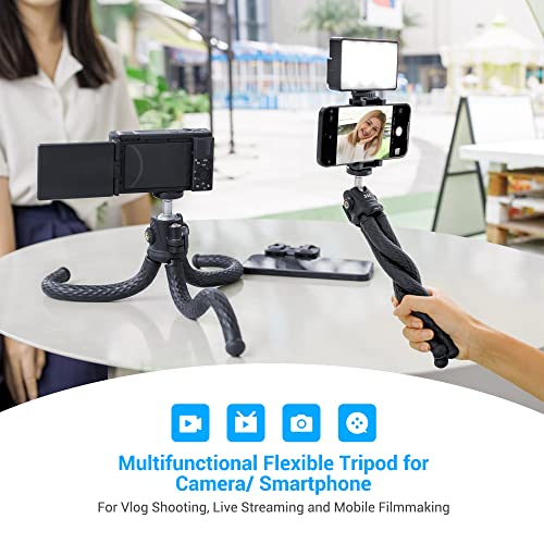 JJC 2 in 1 Flexible Mini Tripod Bendable Octopus Stand and Selfie Stick for Canon EOS M50 M6 R7 R10 G7X Sony ZV1F ZV1 RX100 A6100 A6400 Fujifilm XT5 XT4 XT30 More Camera Phone Clamp Included - Image 3