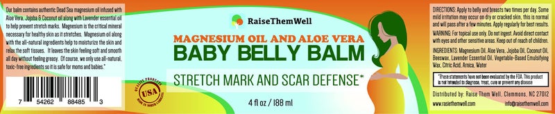 Raise Them Well Natural Belly Balm for Pregnancy with Magnesium Oil, Aloe Vera, Jojoba Coconut and Lavender Oil & Beeswax | 4 fl oz - Image 2