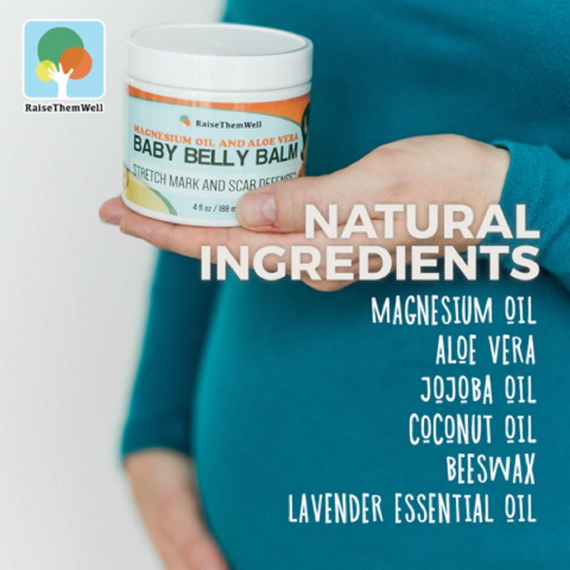 Raise Them Well Natural Belly Balm for Pregnancy with Magnesium Oil, Aloe Vera, Jojoba Coconut and Lavender Oil & Beeswax | 4 fl oz - Image 5