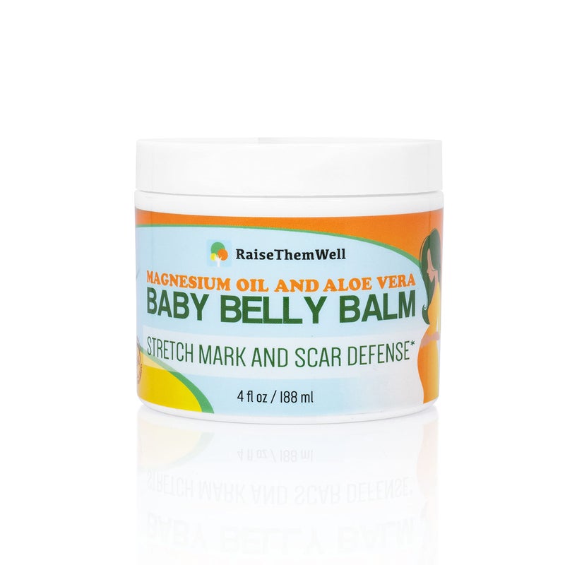 Raise Them Well Natural Belly Balm for Pregnancy with Magnesium Oil, Aloe Vera, Jojoba Coconut and Lavender Oil & Beeswax | 4 fl oz - Image 1