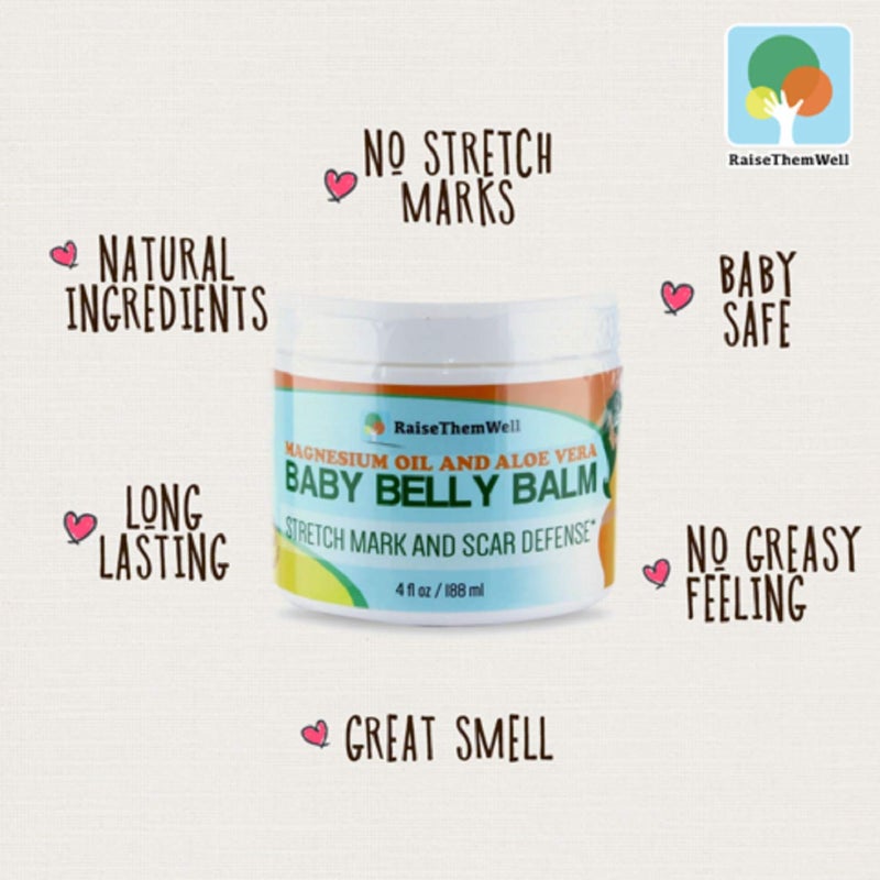 Raise Them Well Natural Belly Balm for Pregnancy with Magnesium Oil, Aloe Vera, Jojoba Coconut and Lavender Oil & Beeswax | 4 fl oz - Image 4