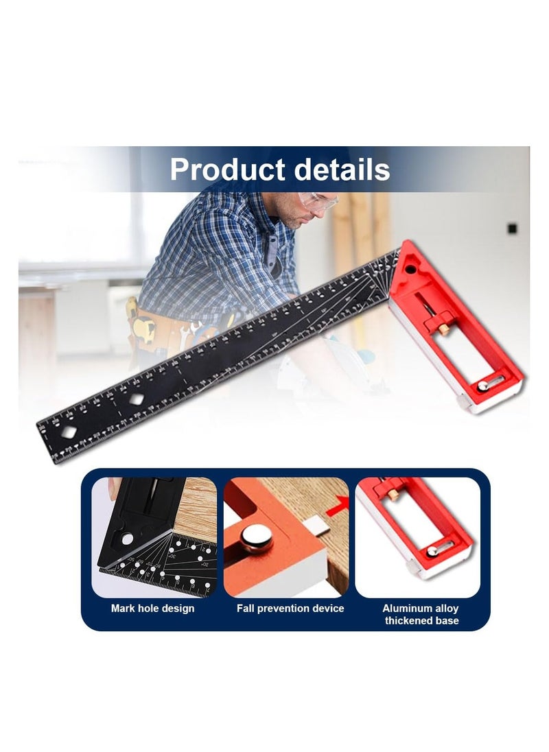 Excefore - Multi-Angle Measuring Ruler, High Quality Professional Measuring Tool, Universal Combination Angle, 45/90 Degree High Precision Gauge Right Angle Ruler for Precise Measuring, Drawing, Black - Image 1