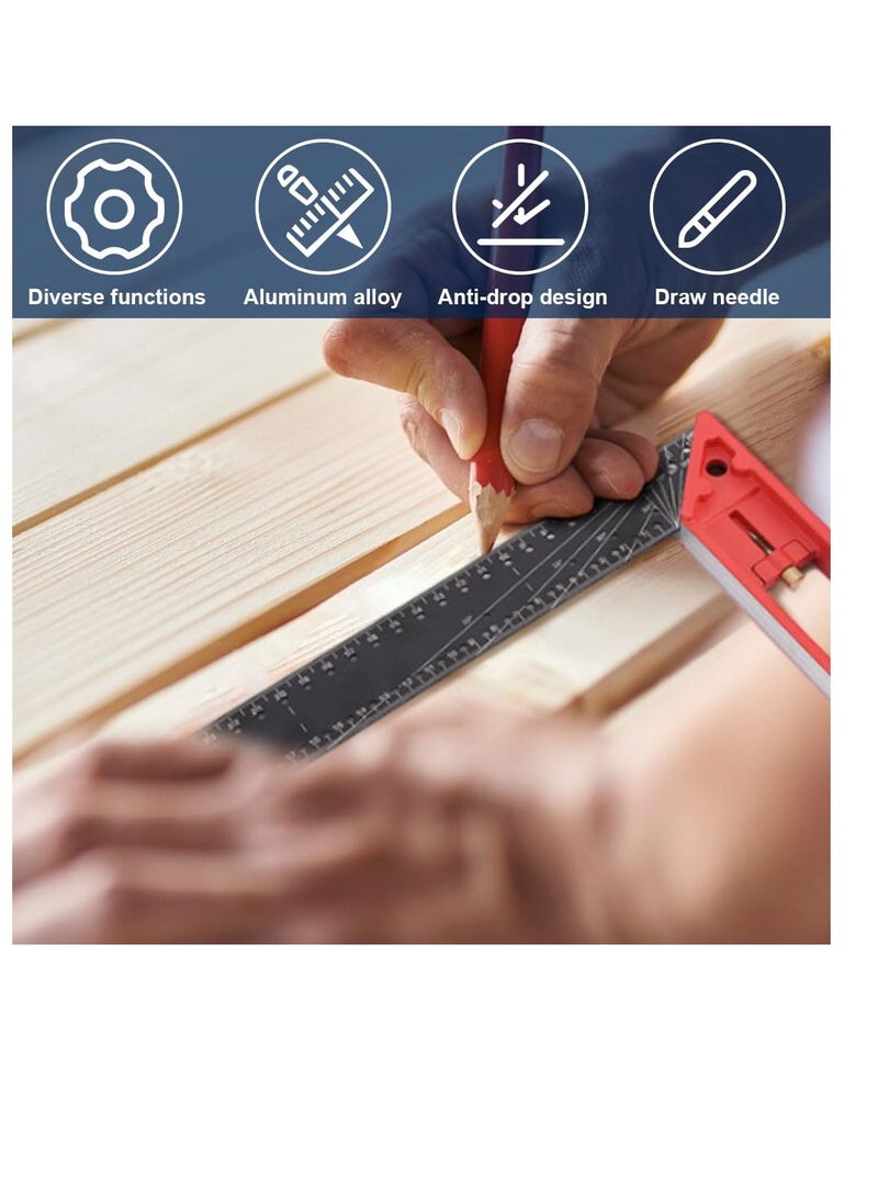 Excefore - Multi-Angle Measuring Ruler, High Quality Professional Measuring Tool, Universal Combination Angle, 45/90 Degree High Precision Gauge Right Angle Ruler for Precise Measuring, Drawing, Black - Image 1