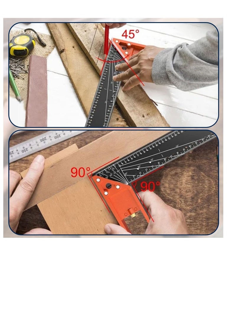 Excefore - Multi-Angle Measuring Ruler, High Quality Professional Measuring Tool, Universal Combination Angle, 45/90 Degree High Precision Gauge Right Angle Ruler for Precise Measuring, Drawing, Black - Image 1