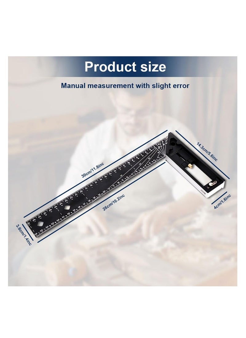 Excefore - Multi-Angle Measuring Ruler, High Quality Professional Measuring Tool, Universal Combination Angle, 45/90 Degree High Precision Gauge Right Angle Ruler for Precise Measuring, Drawing, Black - Image 1