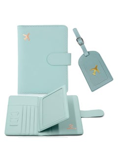 Generic Passport Covers and Luggage Tags, Passport Wallet Rfid Blocking Card Slots,Passport Holder Travel Suitcase Tag (Cyan)  - Image 1