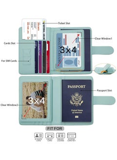 Generic Passport Covers and Luggage Tags, Passport Wallet Rfid Blocking Card Slots,Passport Holder Travel Suitcase Tag (Cyan)  - Image 2